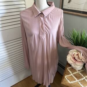 Tonle Dress Womens Medium Pink Shirt Dress Crinkle Lagenlook Minimalist Capsule